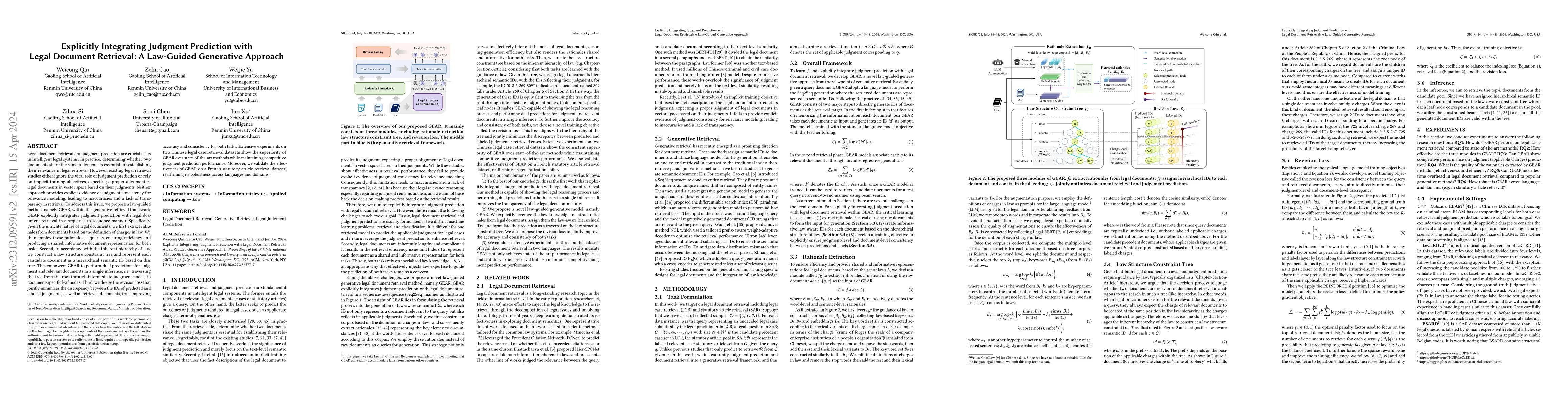 Thumbnail for Explicitly Integrating Judgment Prediction with Legal Document
  Retrieval: A Law-Guided Generative Approach