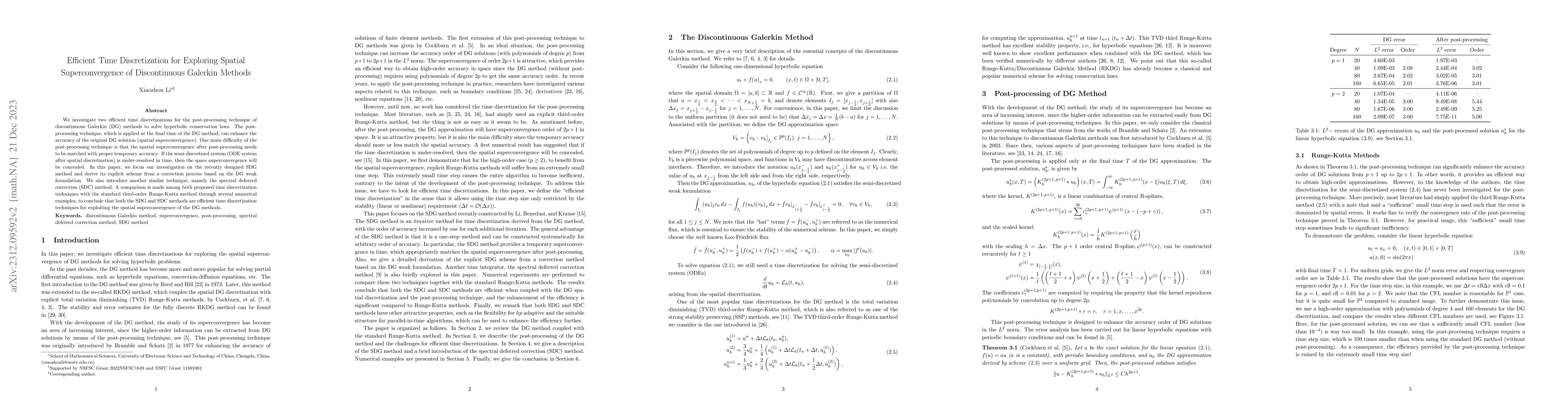 Thumbnail for Efficient Time Discretization for Exploring Spatial Superconvergence of
  Discontinuous Galerkin Methods