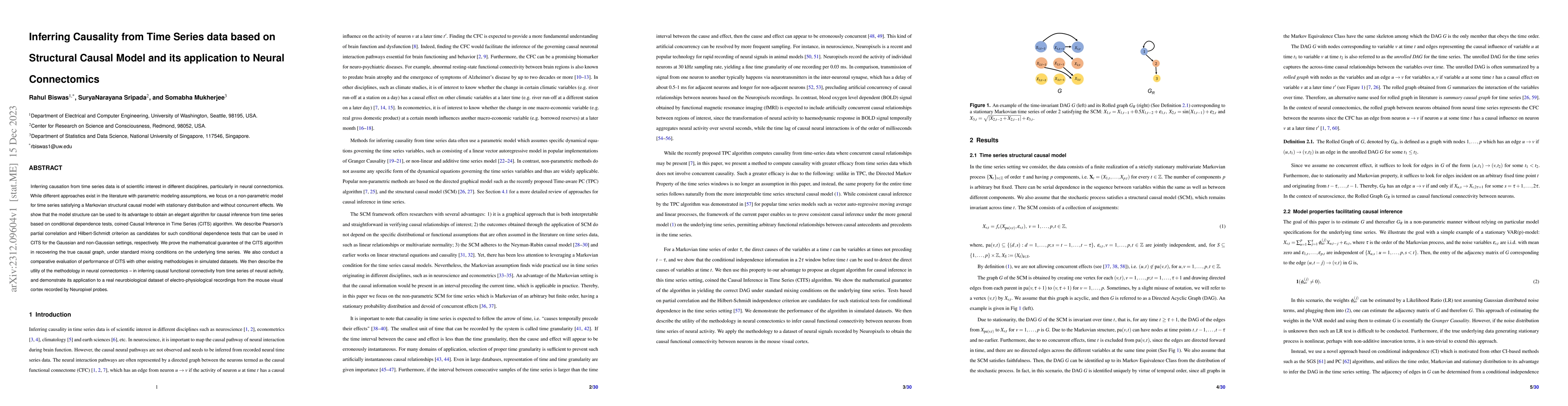 Thumbnail for Inferring Causality from Time Series data based on Structural Causal
  Model and its application to Neural Connectomics