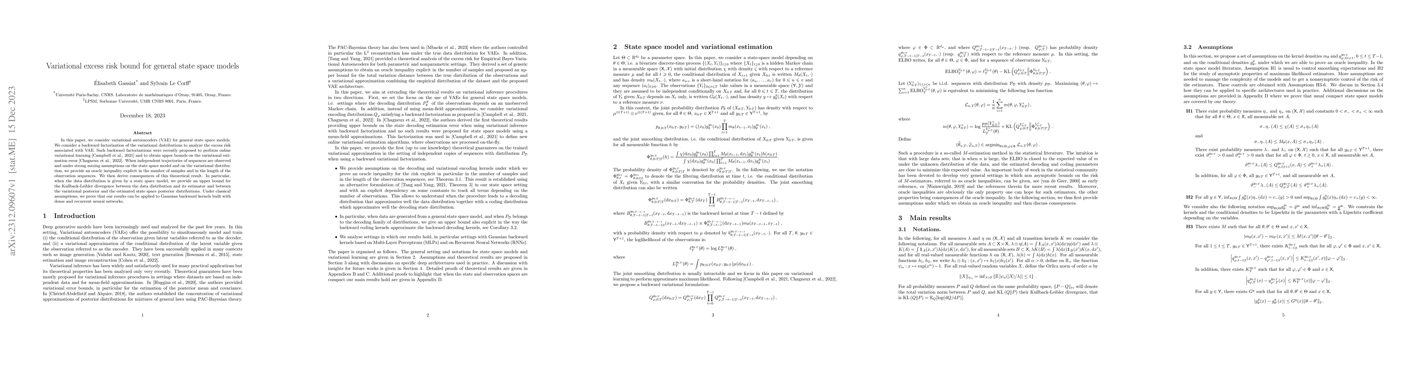 Thumbnail for Variational excess risk bound for general state space models