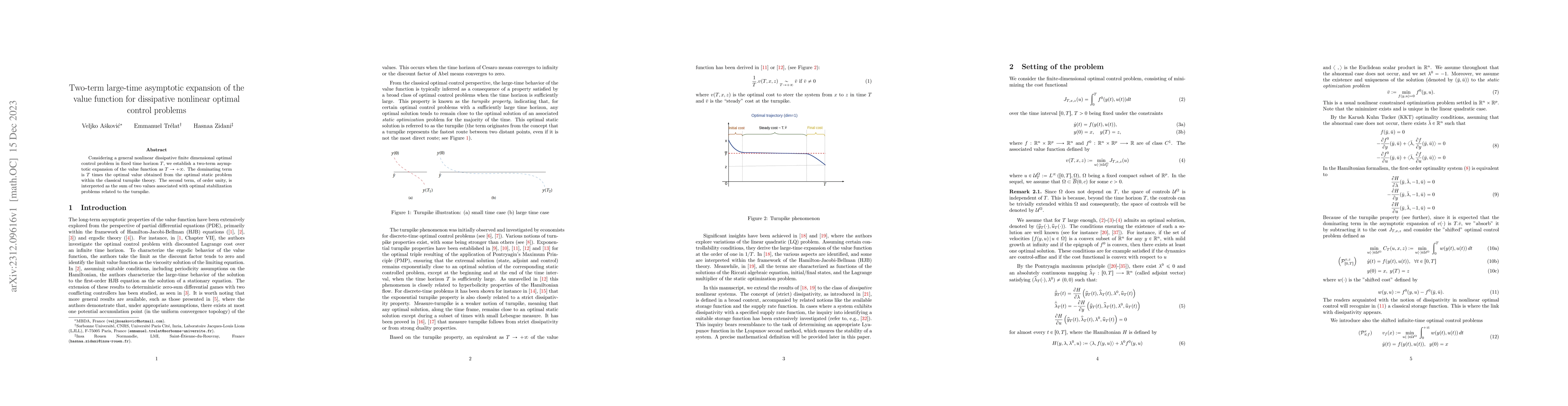 Thumbnail for Two-term large-time asymptotic expansion of the value function for
  dissipative nonlinear optimal control problems