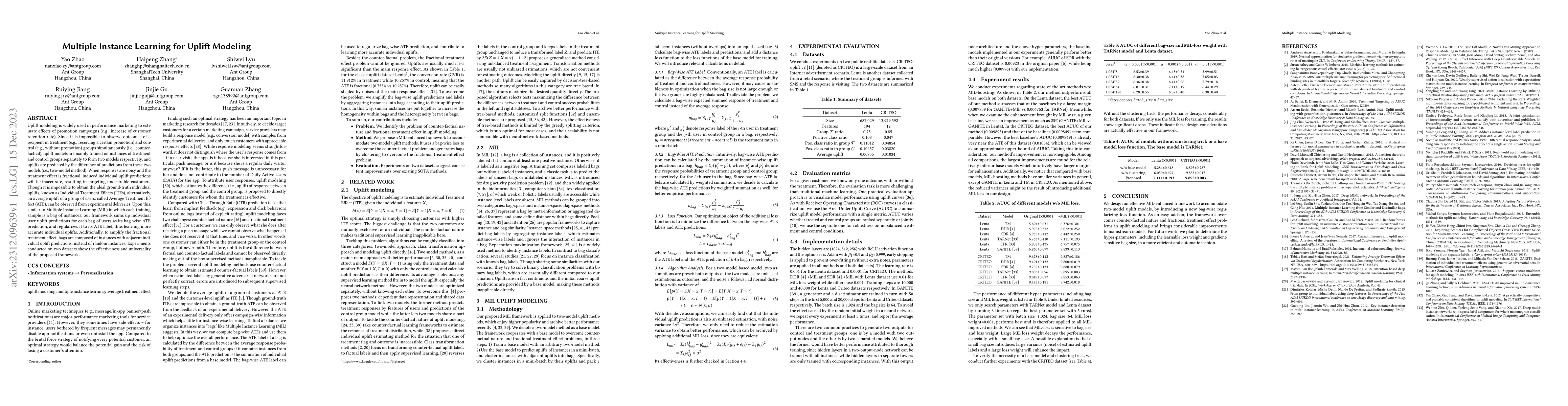 Thumbnail for Multiple Instance Learning for Uplift Modeling