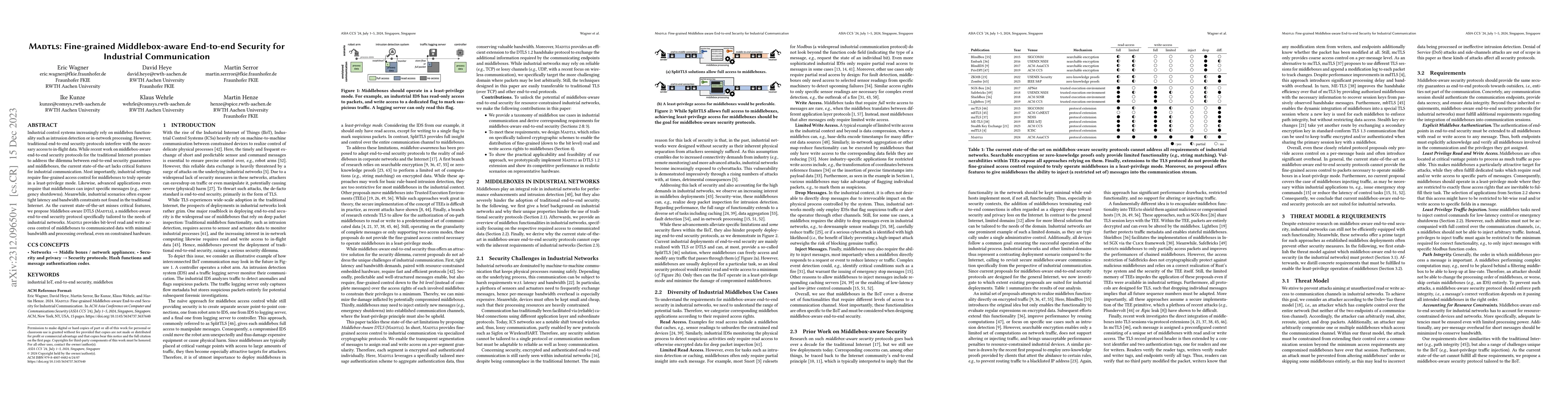 Thumbnail for Madtls: Fine-grained Middlebox-aware End-to-end Security for Industrial
  Communication