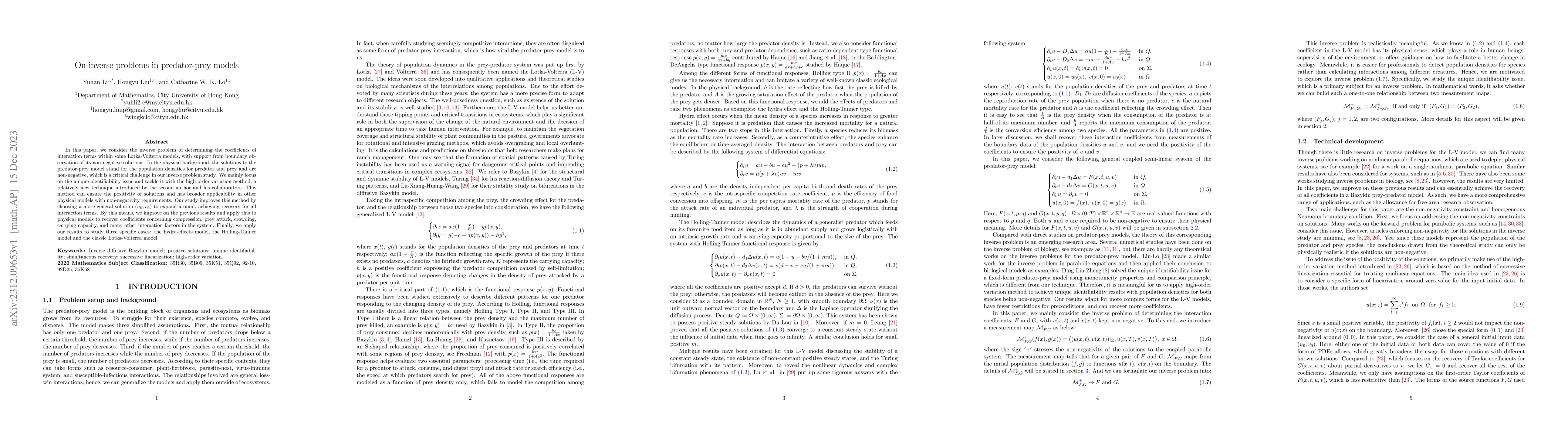 Thumbnail for On inverse problems in predator-prey models