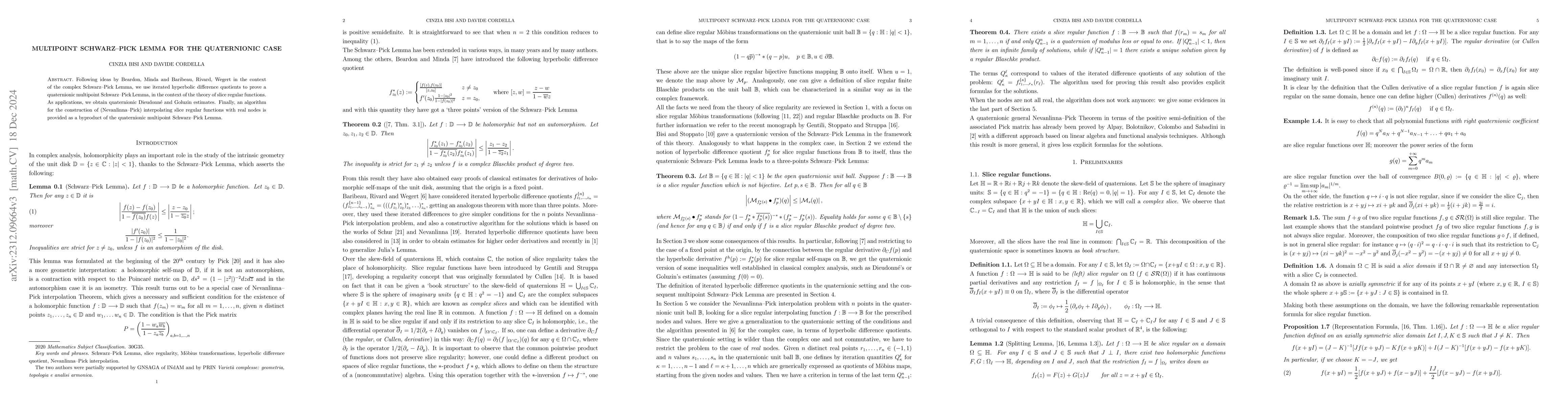 Thumbnail for Multipoint Schwarz-Pick Lemma for the quaternionic case