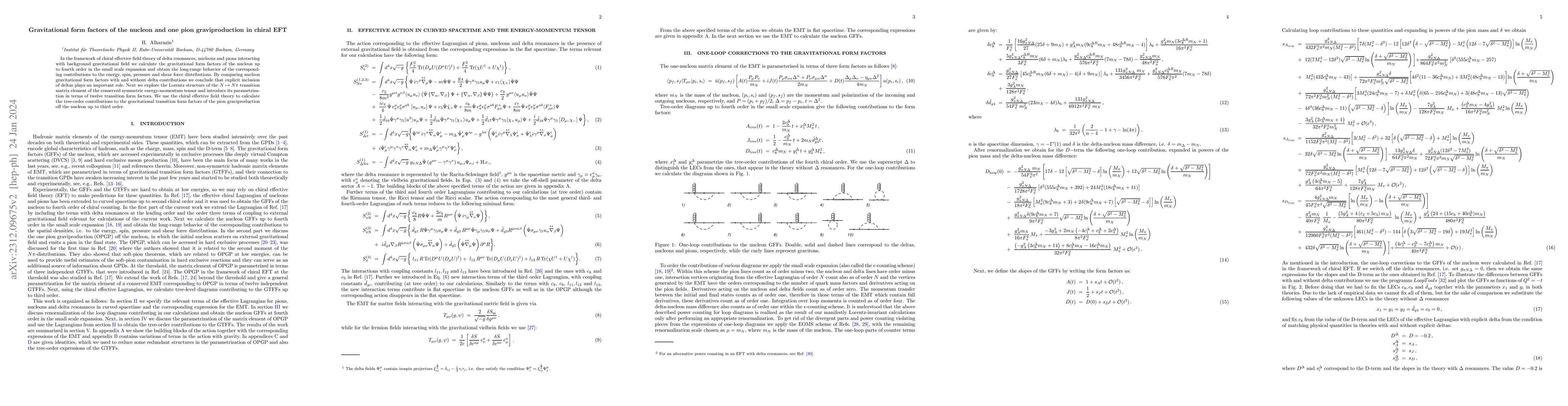 Thumbnail for Gravitational form factors of the nucleon and one pion graviproduction
  in chiral EFT