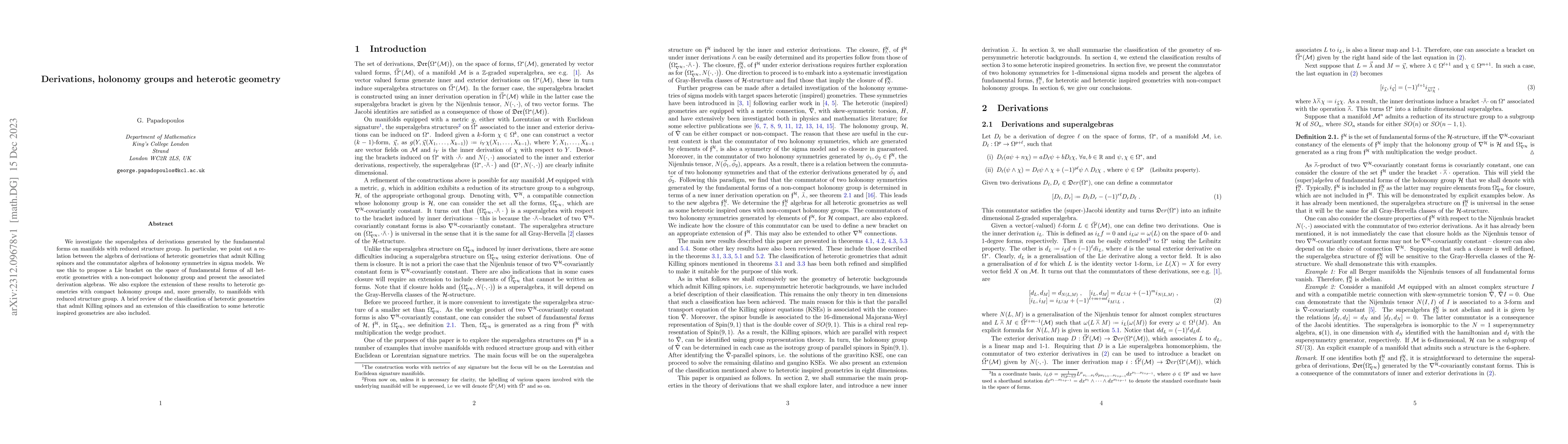 Thumbnail for Derivations, holonomy groups and heterotic geometry