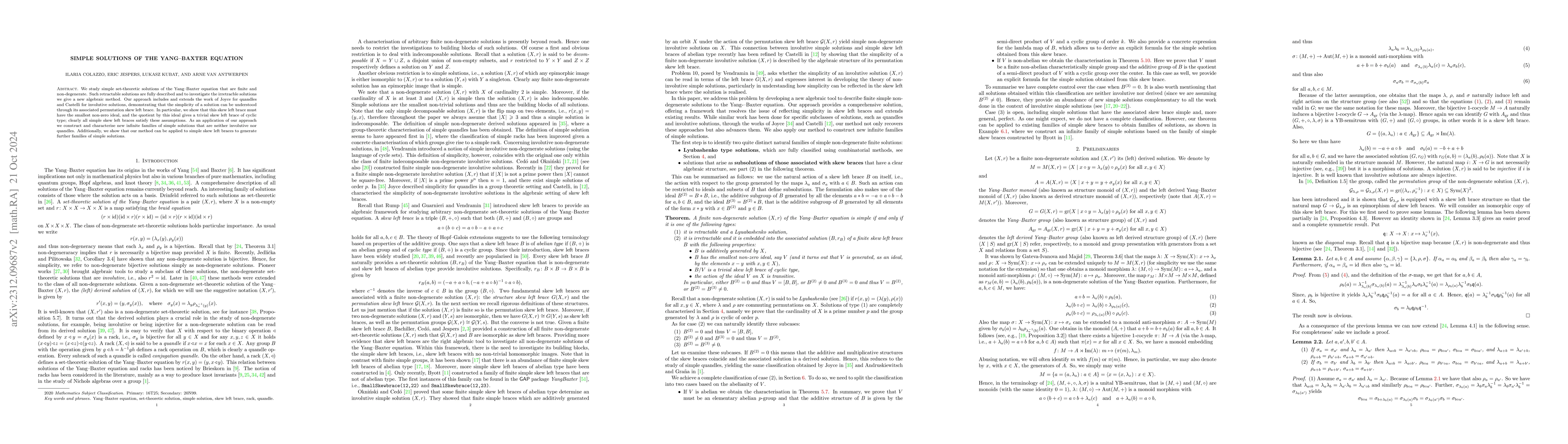 Thumbnail for Simple solutions of the Yang-Baxter equation