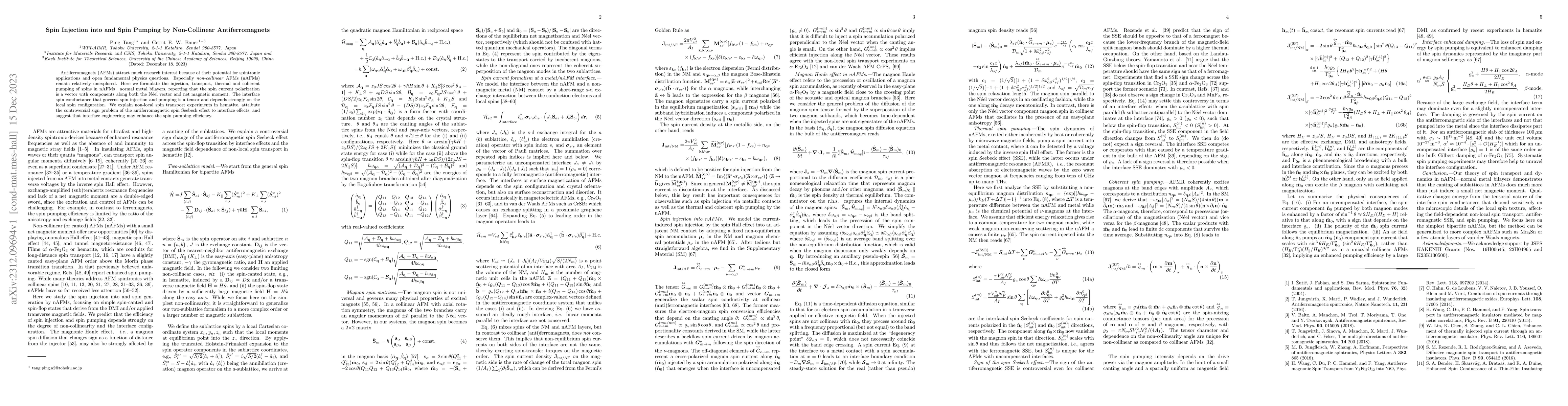 Thumbnail for Spin Injection into and Spin Pumping by Non-Collinear Antiferromagnets