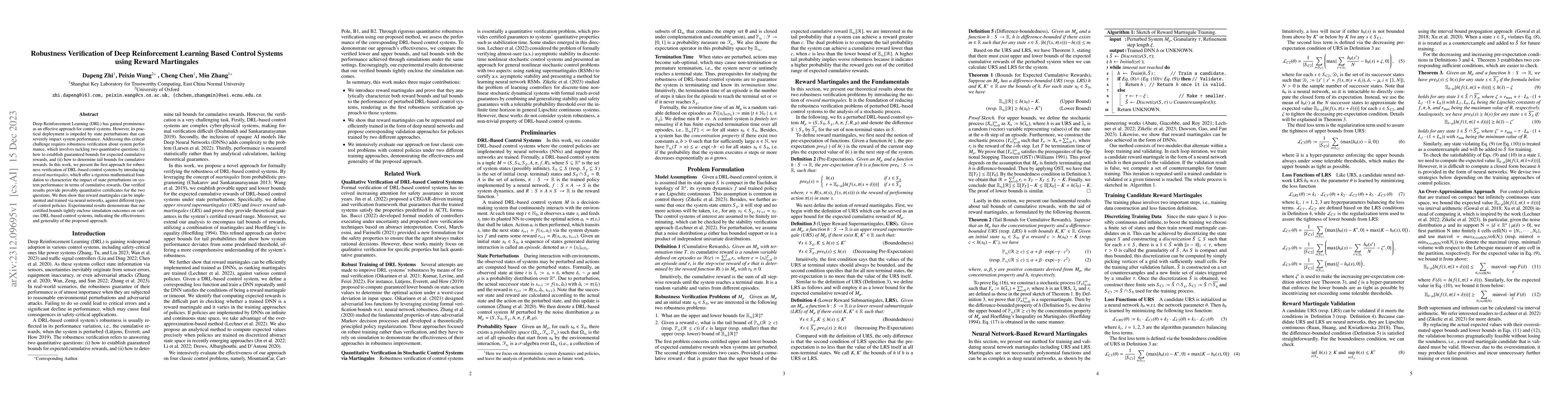 Thumbnail for Robustness Verification of Deep Reinforcement Learning Based Control
  Systems using Reward Martingales