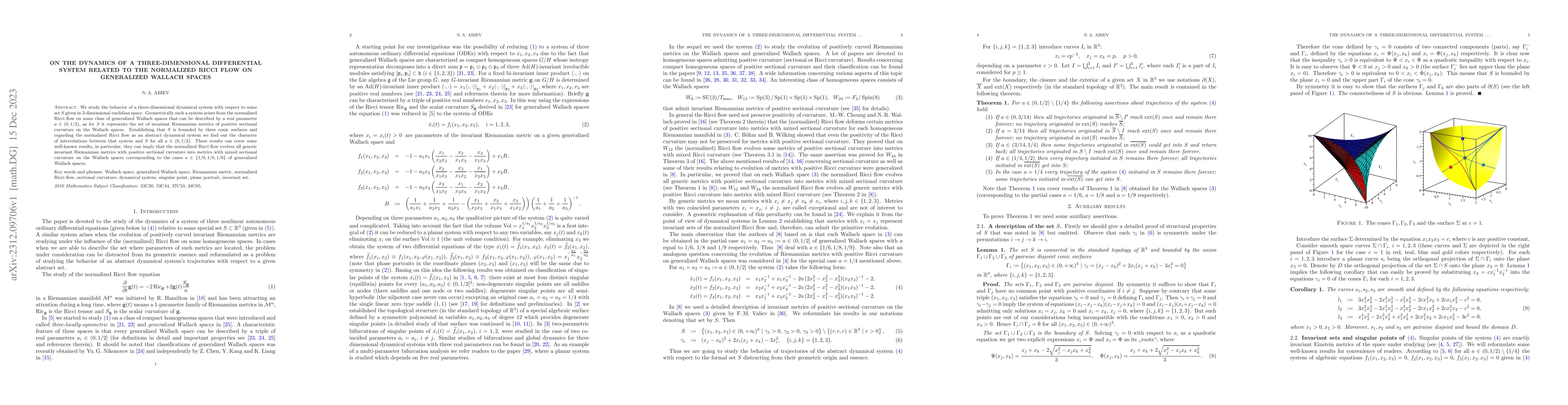Thumbnail for On the dynamics of a three-dimensional differential system related to
  the normalized Ricci flow on generalized Wallach spaces
