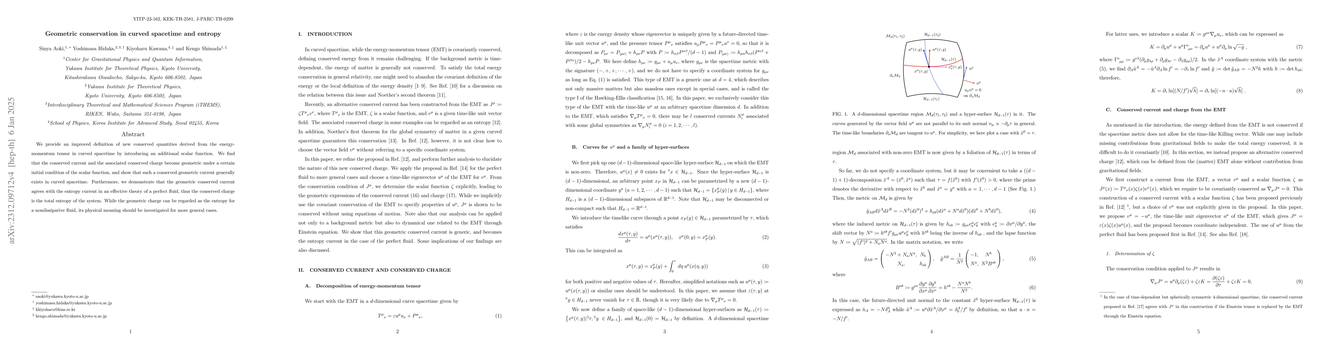 Thumbnail for Geometric conservation in curved spacetime and entropy