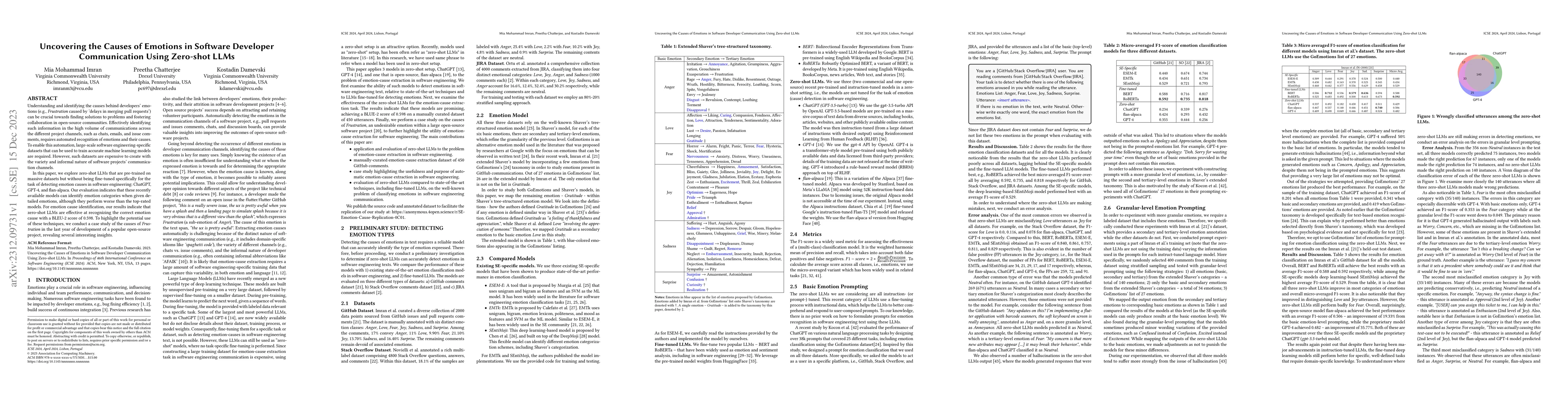 Thumbnail for Uncovering the Causes of Emotions in Software Developer Communication
  Using Zero-shot LLMs