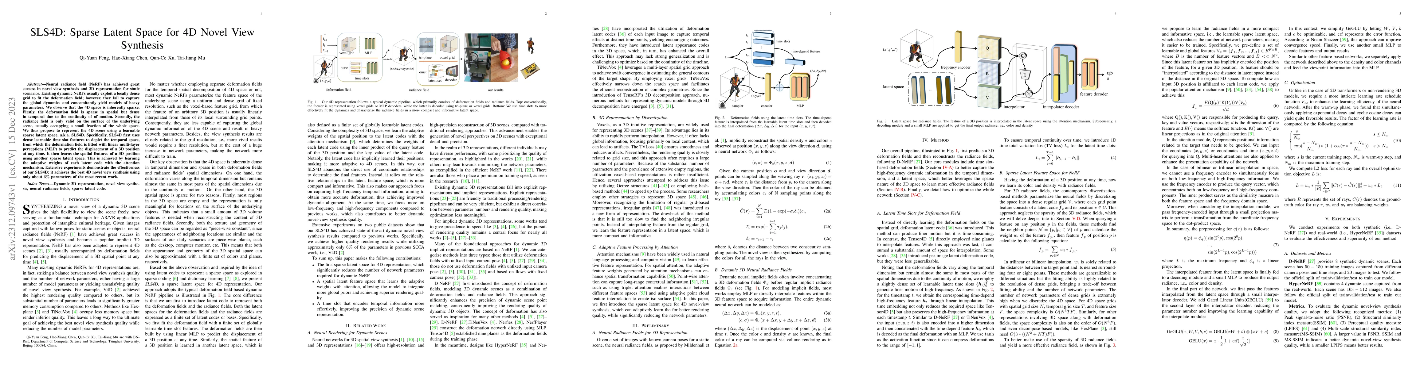 Thumbnail for SLS4D: Sparse Latent Space for 4D Novel View Synthesis