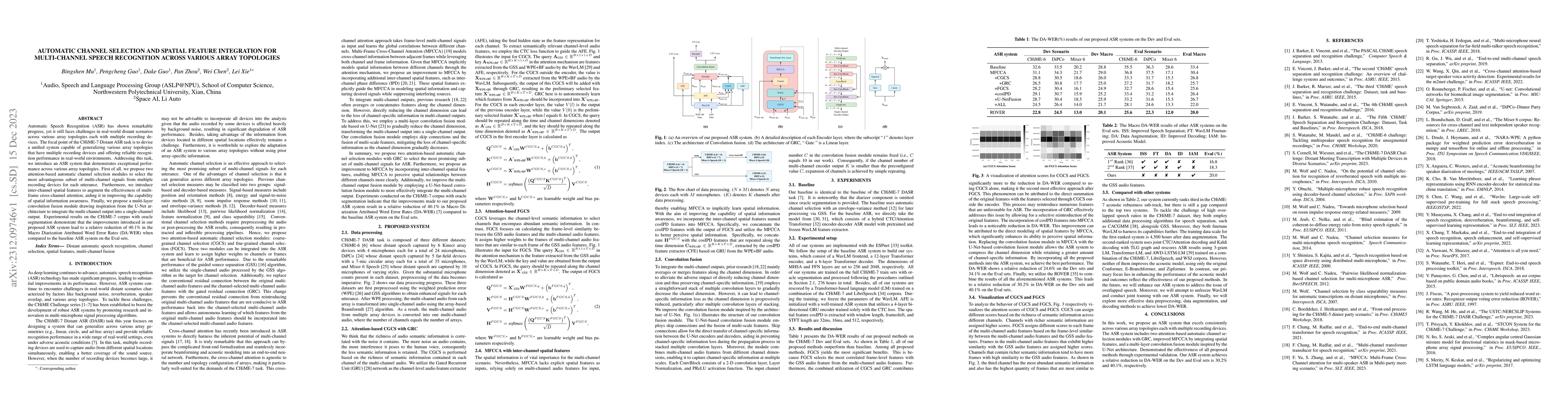 Thumbnail for Automatic channel selection and spatial feature integration for
  multi-channel speech recognition across various array topologies
