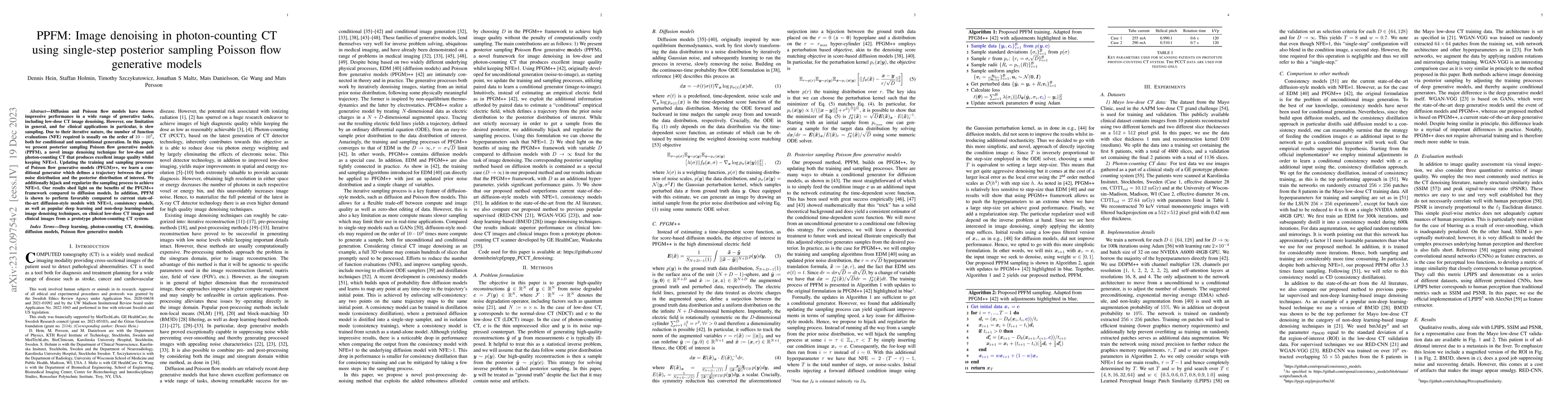 Thumbnail for PPFM: Image denoising in photon-counting CT using single-step posterior
  sampling Poisson flow generative models