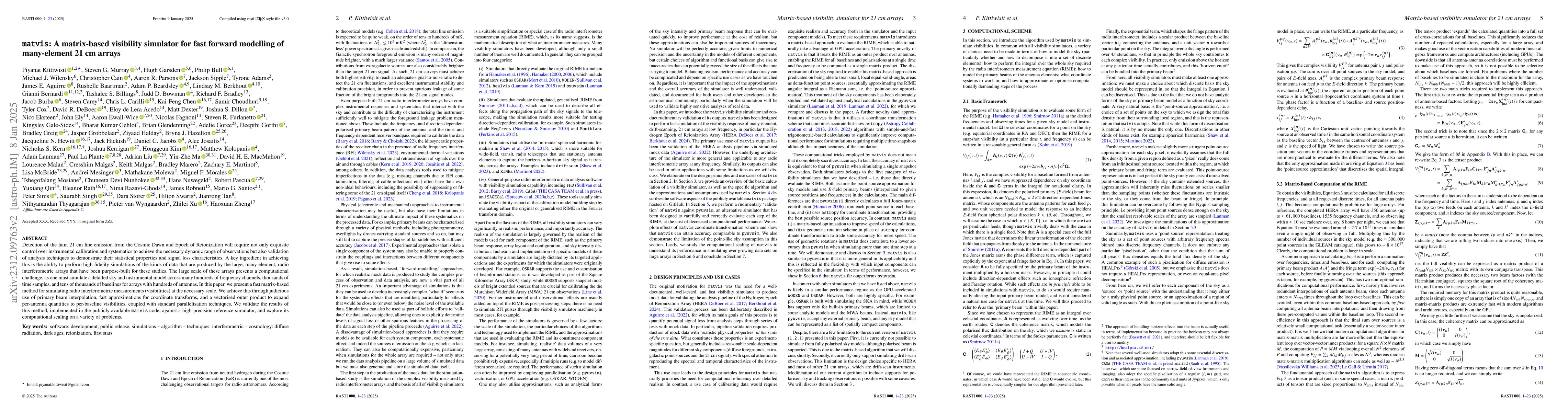 Thumbnail for matvis: A matrix-based visibility simulator for fast forward modelling
  of many-element 21 cm arrays