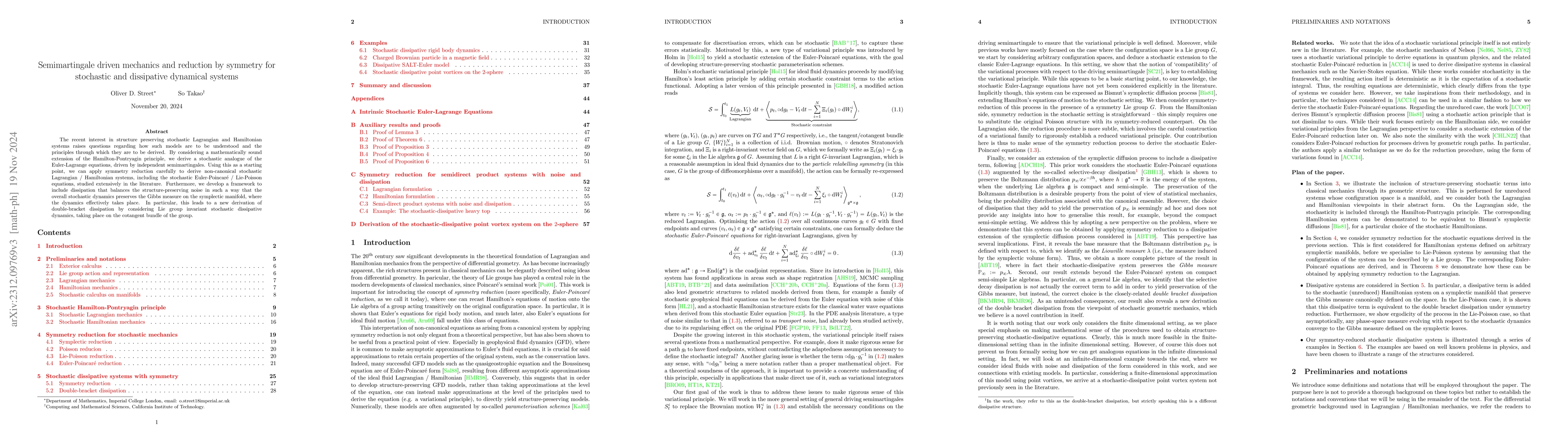 Thumbnail for Semimartingale driven mechanics and reduction by symmetry for stochastic
  and dissipative dynamical systems