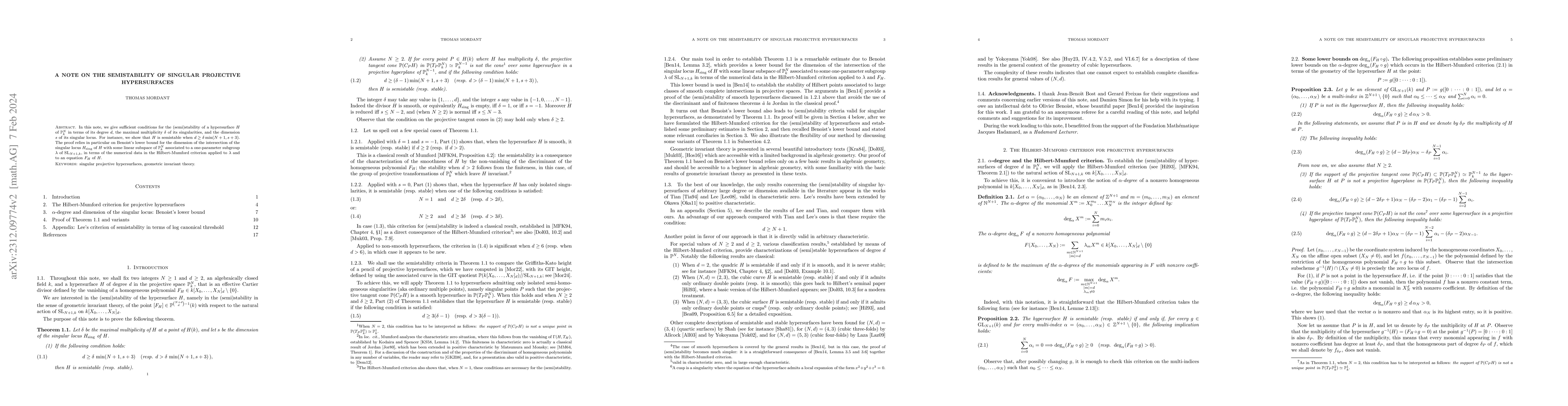 Thumbnail for A note on the semistability of singular projective hypersurfaces
