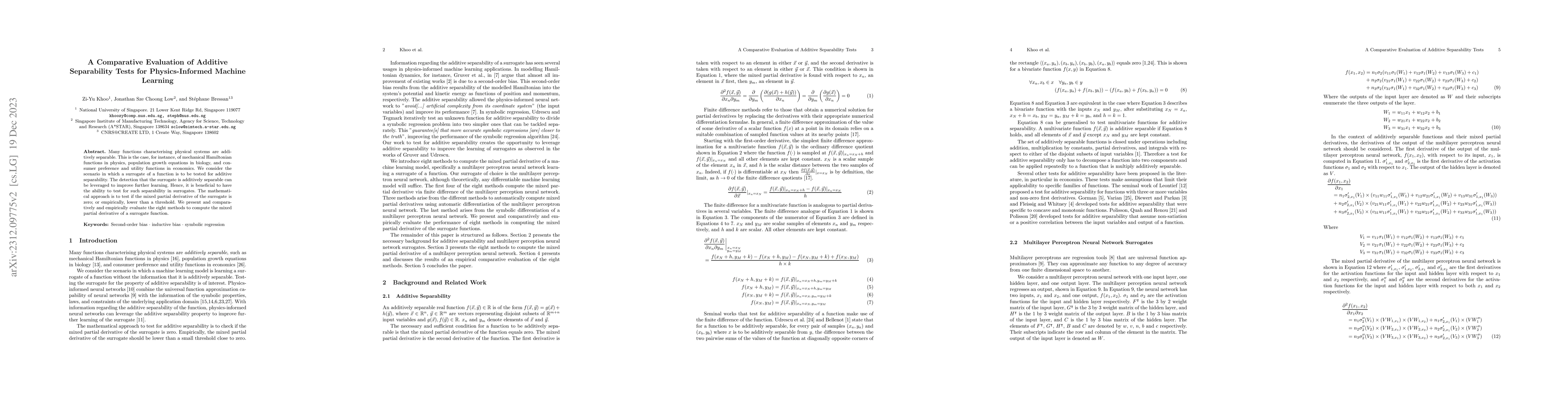 Thumbnail for A Comparative Evaluation of Additive Separability Tests for
  Physics-Informed Machine Learning