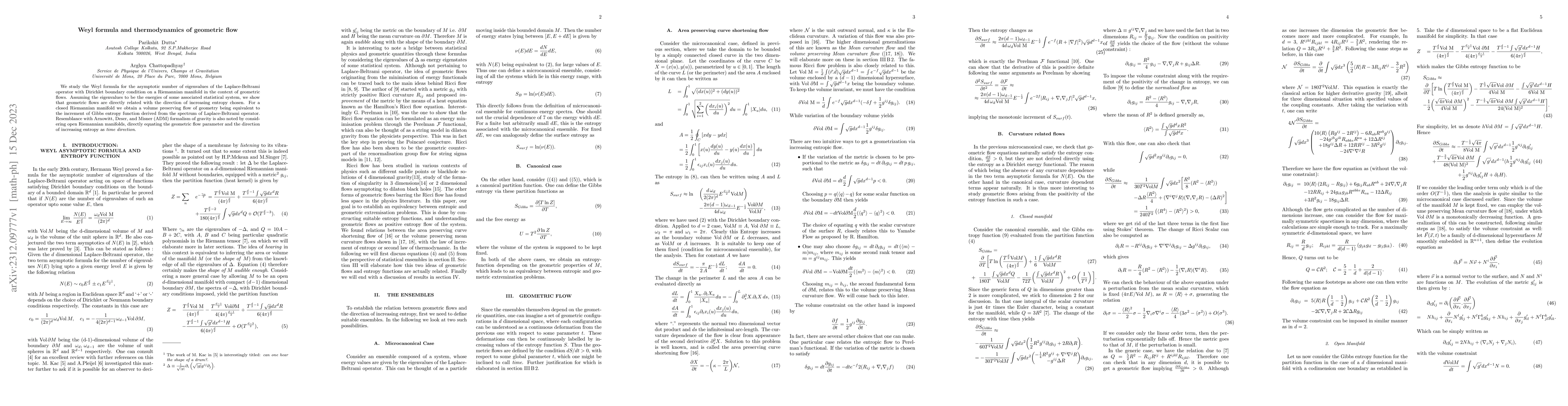 Thumbnail for Weyl formula and thermodynamics of geometric flow