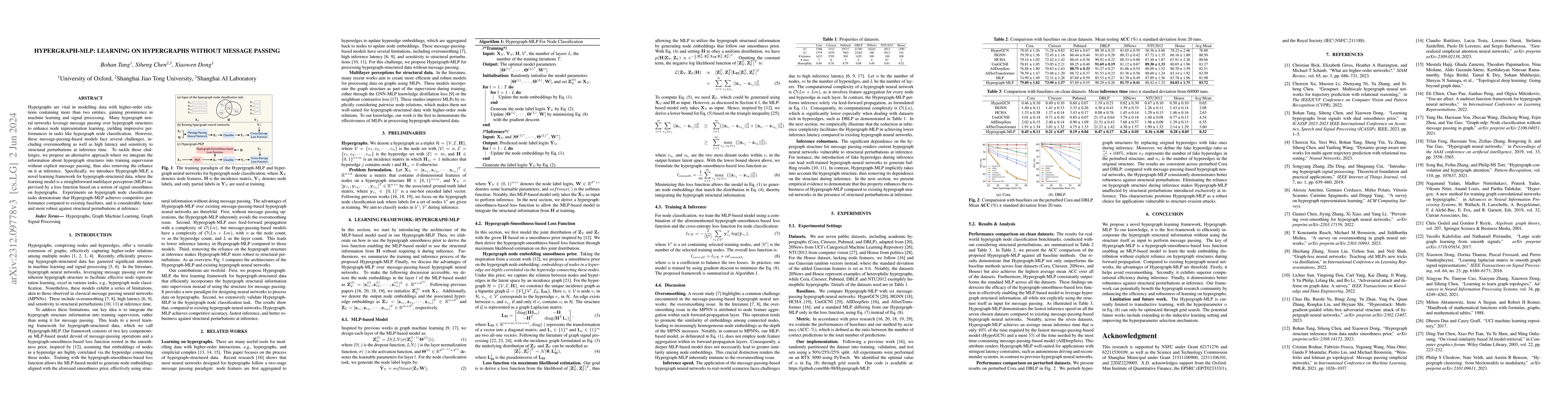 Thumbnail for Hypergraph-MLP: Learning on Hypergraphs without Message Passing