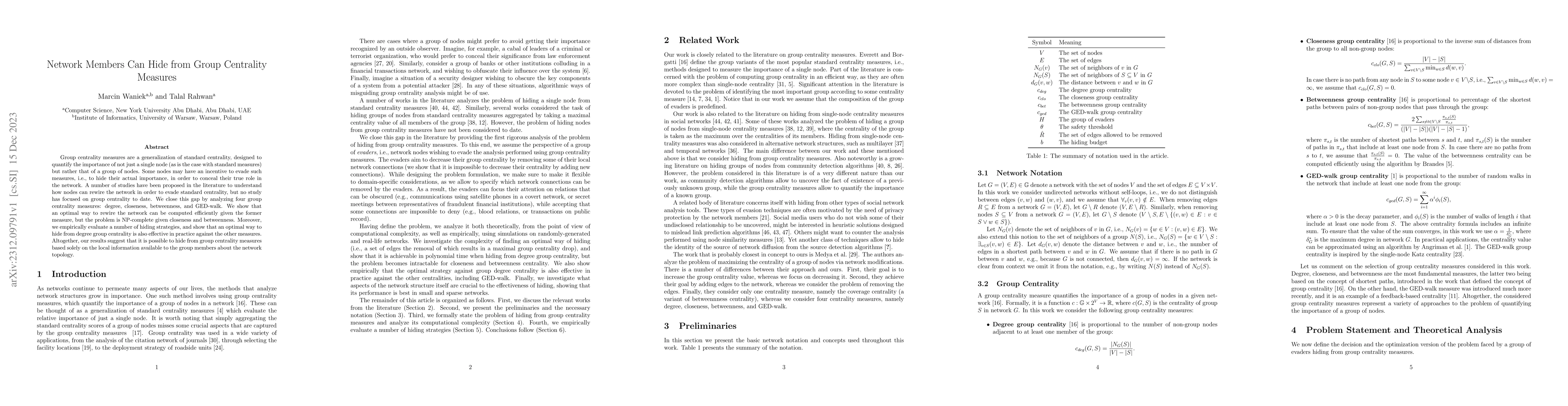 Thumbnail for Network Members Can Hide from Group Centrality Measures