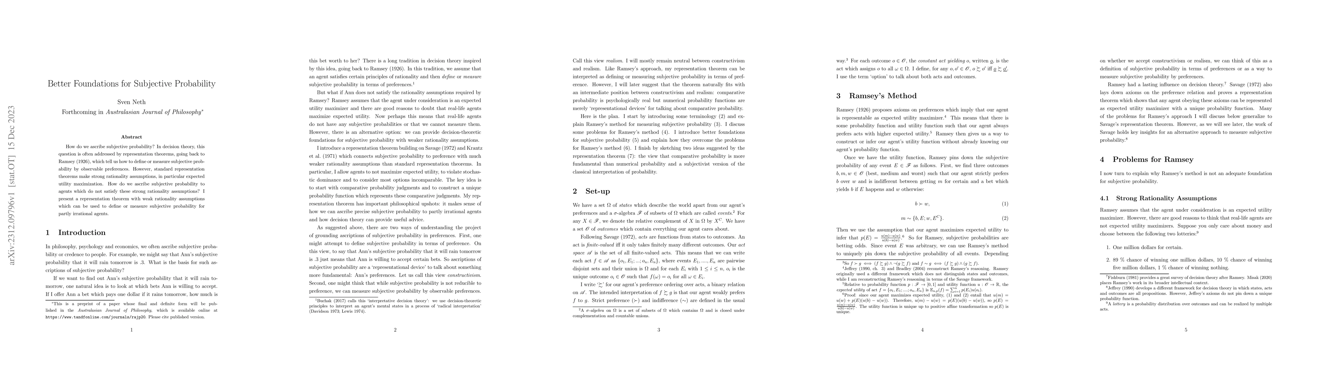 Thumbnail for Better Foundations for Subjective Probability