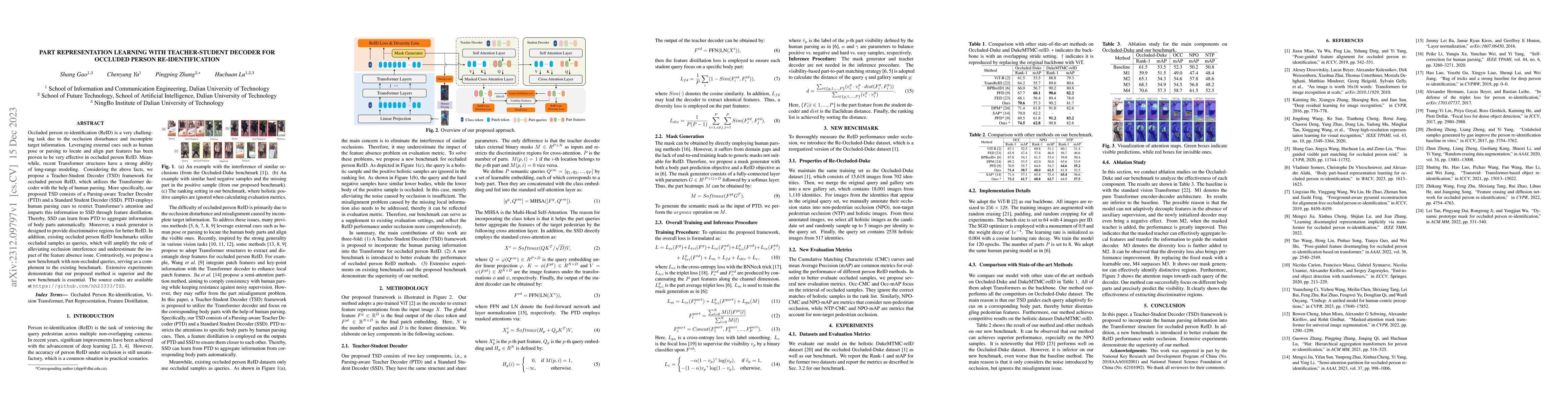 Thumbnail for Part Representation Learning with Teacher-Student Decoder for Occluded
  Person Re-identification