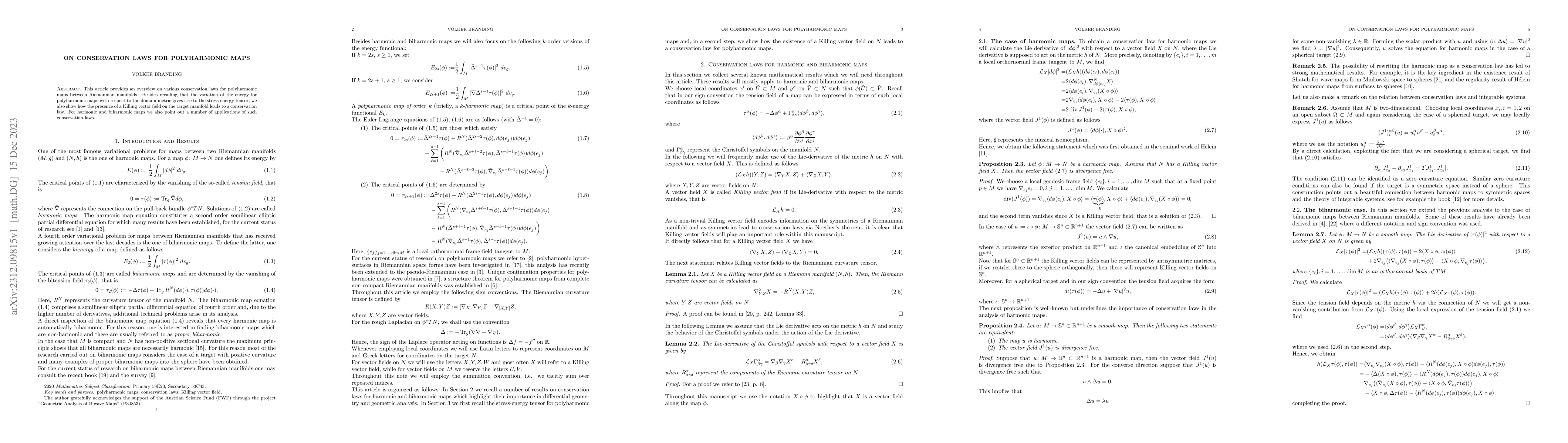 Thumbnail for On conservation laws for polyharmonic maps