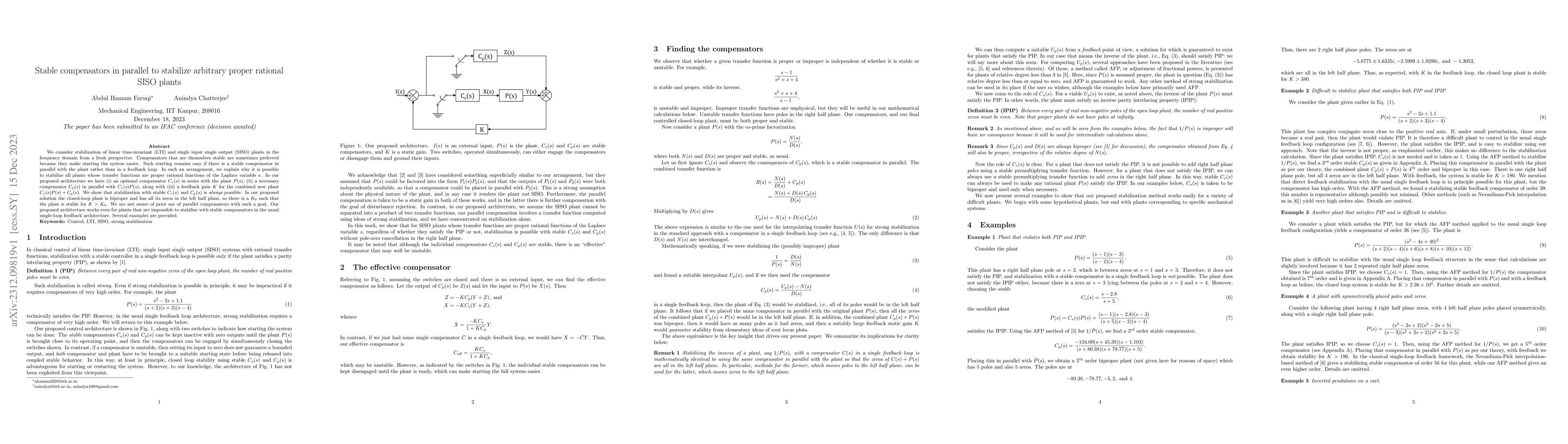 Thumbnail for Stable compensators in parallel to stabilize arbitrary proper rational
  SISO plants