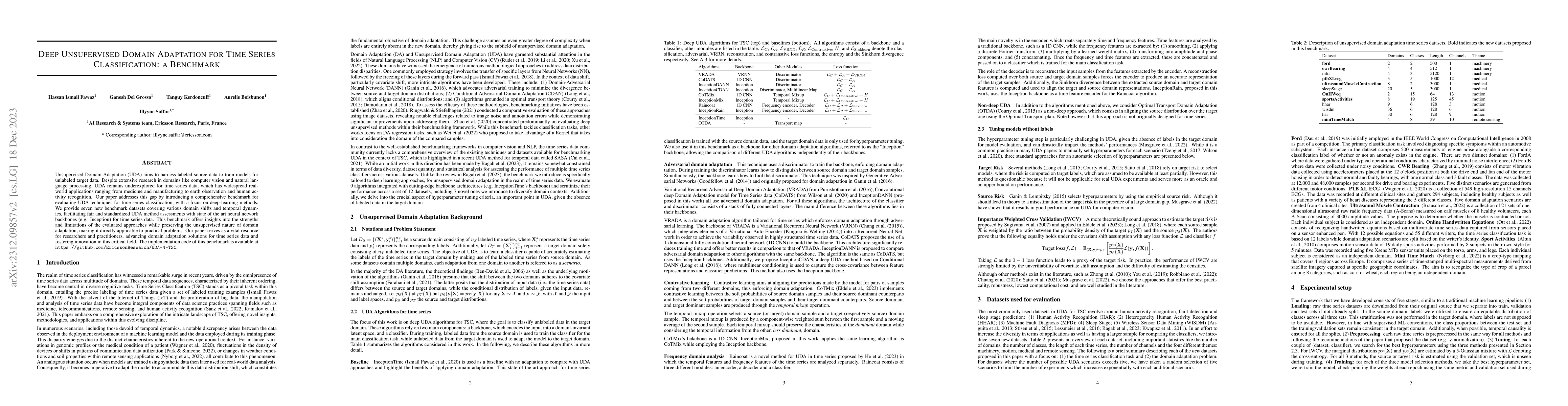 Thumbnail for Deep Unsupervised Domain Adaptation for Time Series Classification: a
  Benchmark