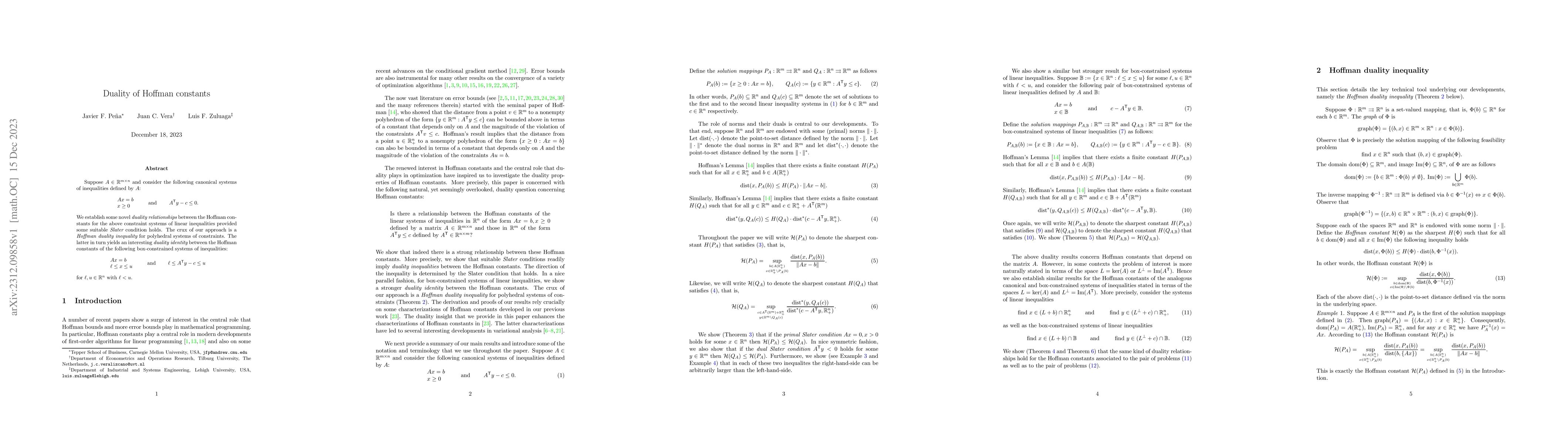 Thumbnail for Duality of Hoffman constants