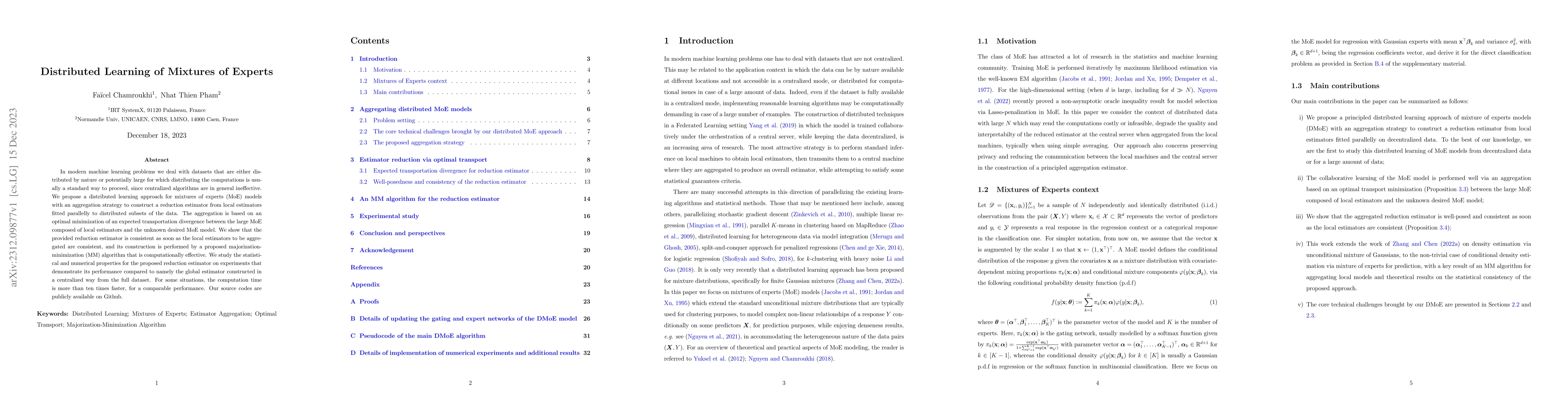 Thumbnail for Distributed Learning of Mixtures of Experts