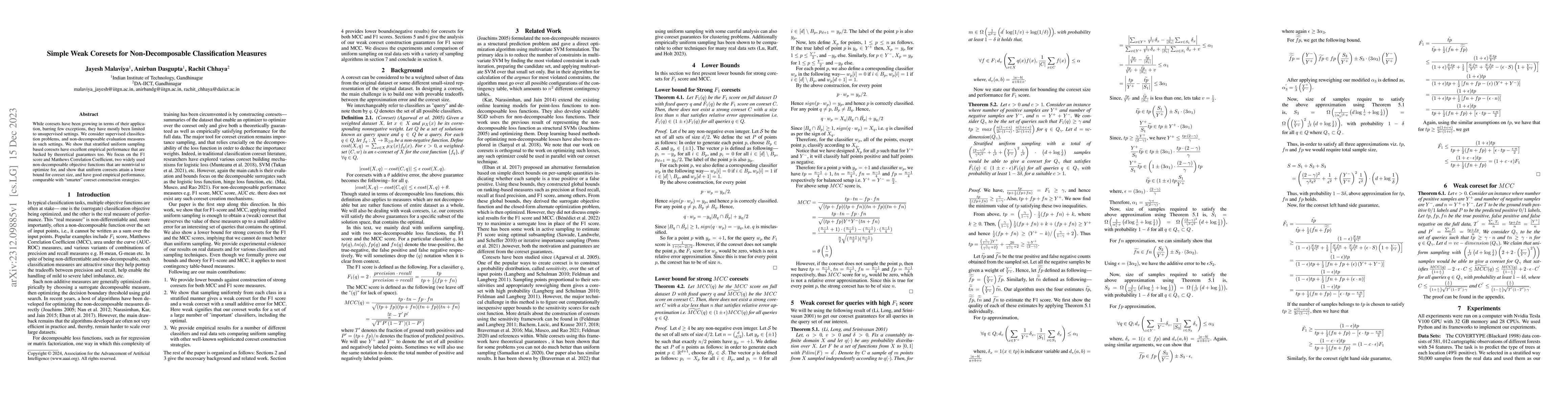 Thumbnail for Simple Weak Coresets for Non-Decomposable Classification Measures