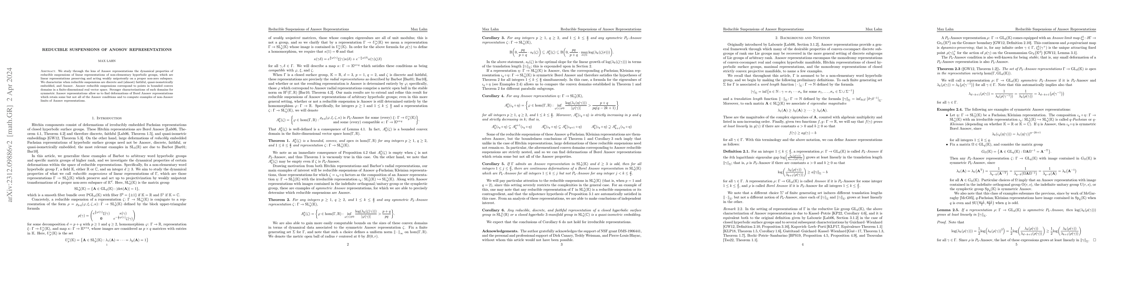 Thumbnail for Reducible Suspensions of Anosov Representations
