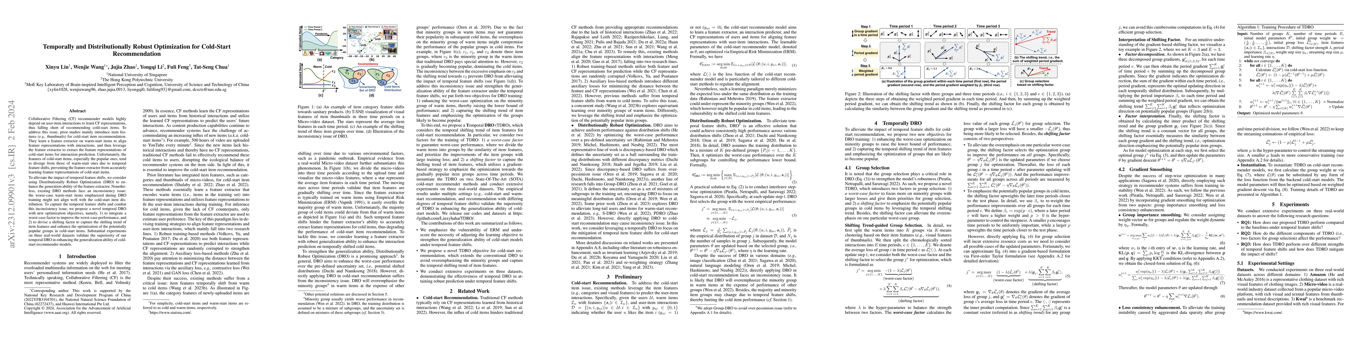Thumbnail for Temporally and Distributionally Robust Optimization for Cold-Start
  Recommendation