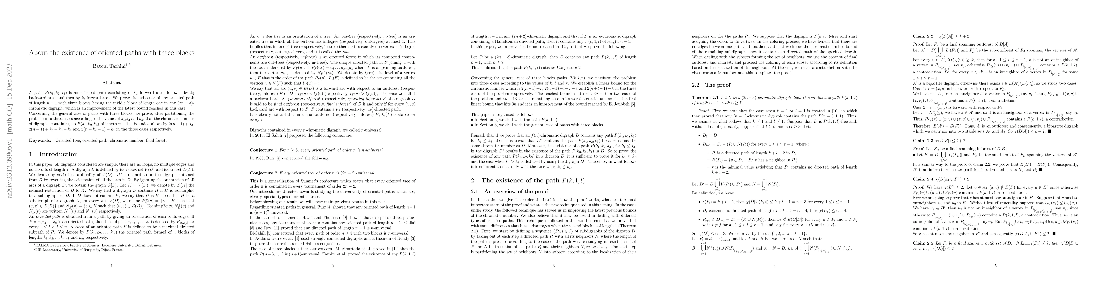 Thumbnail for About the existence of oriented paths with three blocks