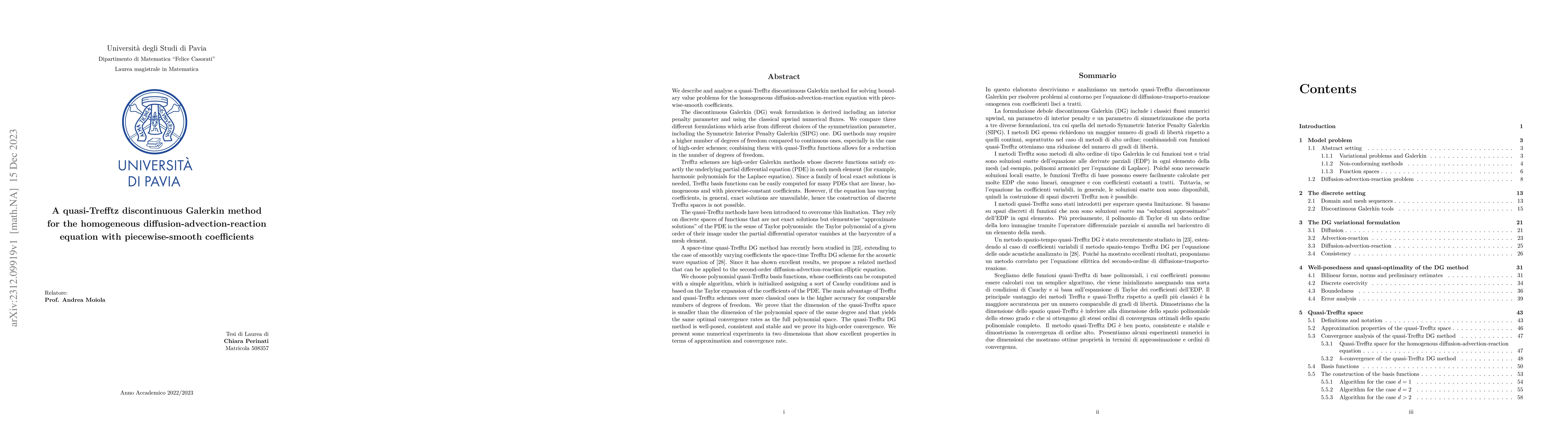 Thumbnail for A quasi-Trefftz discontinuous Galerkin method for the homogeneous
  diffusion-advection-reaction equation with piecewise-smooth coefficients