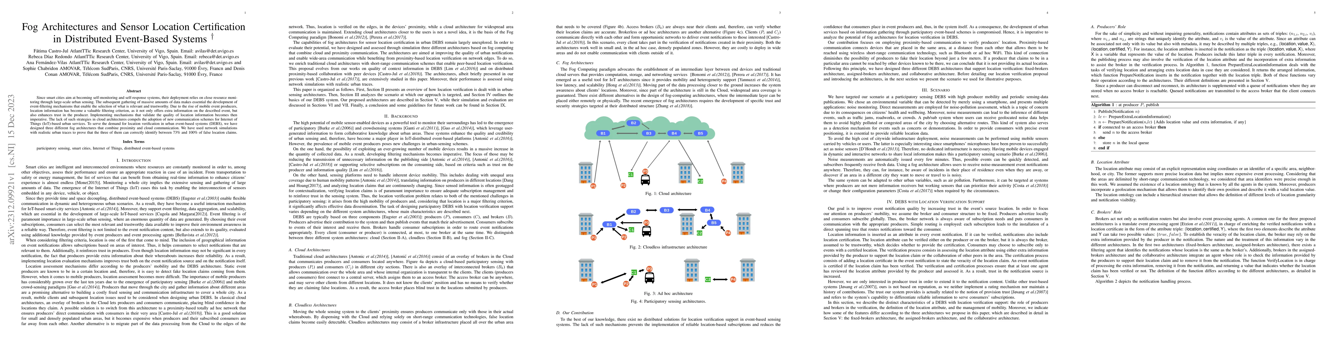 Thumbnail for Fog Architectures and Sensor Location Certification in Distributed
  Event-Based Systems