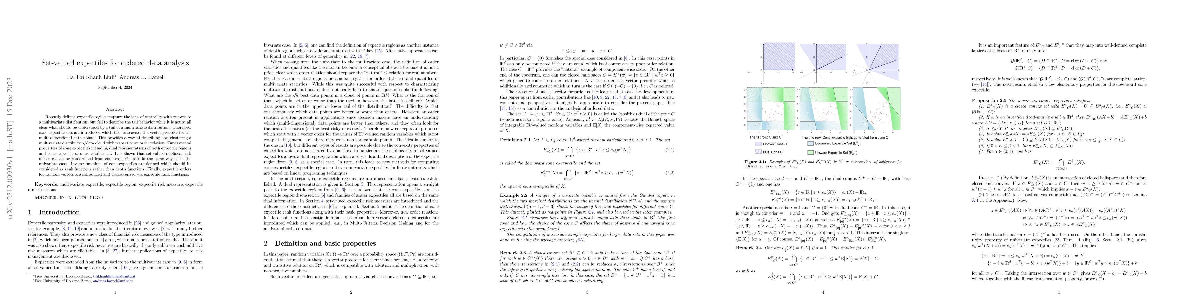 Thumbnail for Set-valued expectiles for ordered data analysis