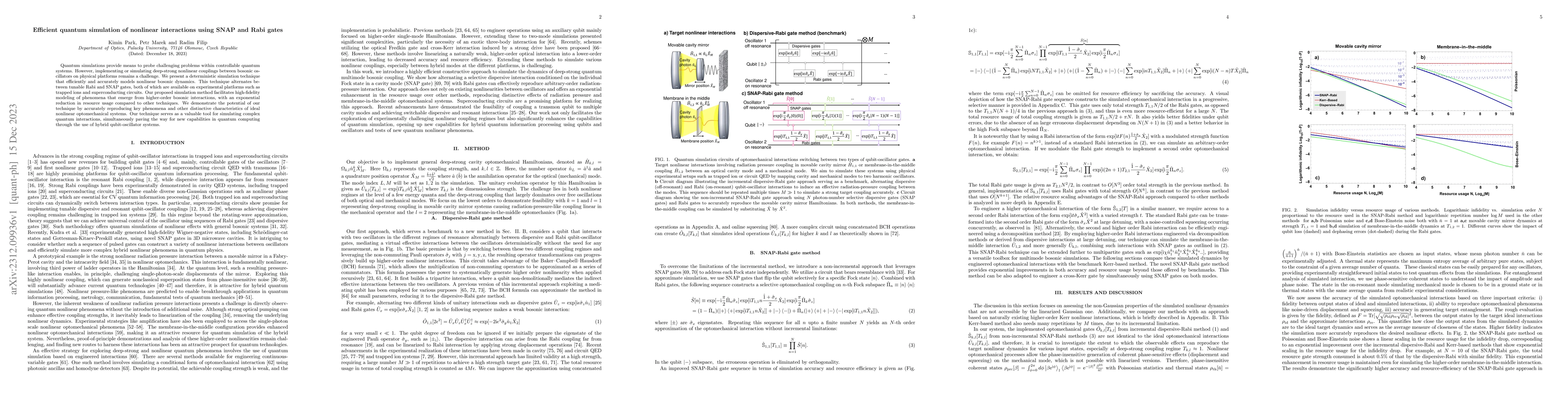 Thumbnail for Efficient quantum simulation of nonlinear interactions using SNAP and
  Rabi gates