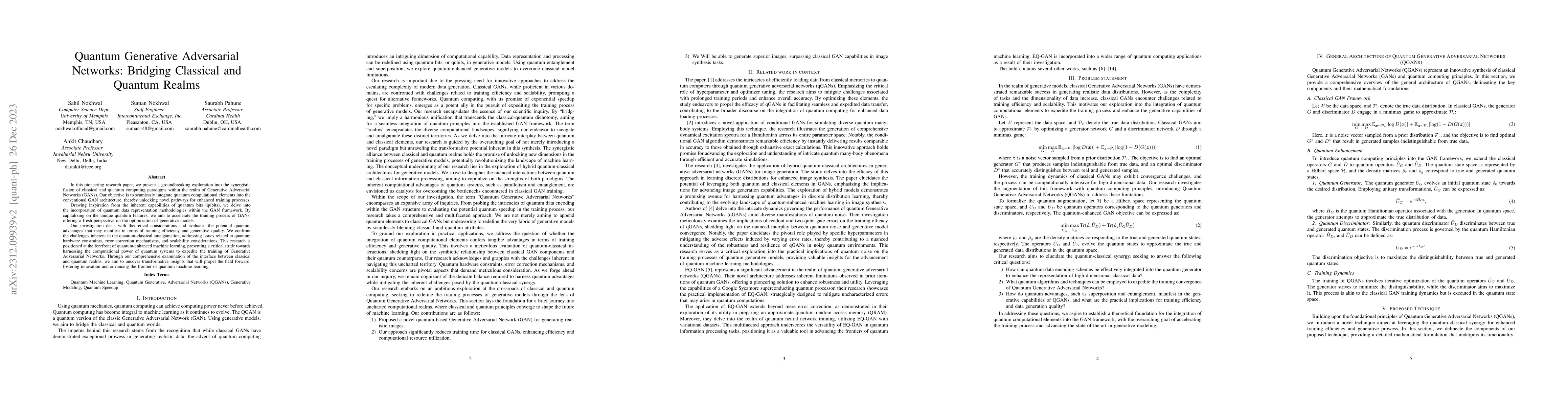 Thumbnail for Quantum Generative Adversarial Networks: Bridging Classical and Quantum
  Realms