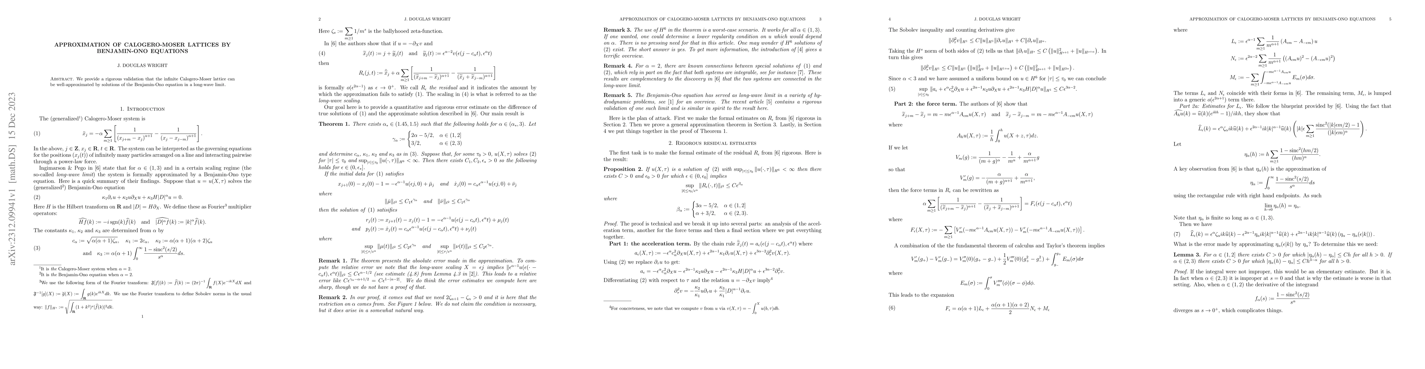 Thumbnail for Approximation of Calogero-Moser lattices by Benjamin-Ono equations
