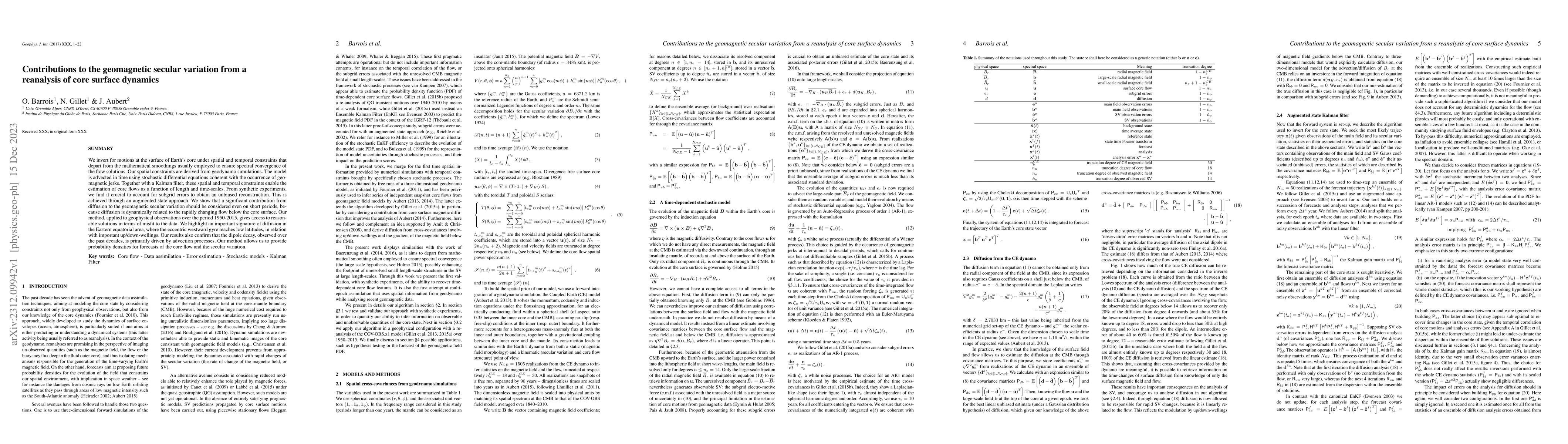 Thumbnail for Contributions to the geomagnetic secular variation from a reanalysis of
  core surface dynamics