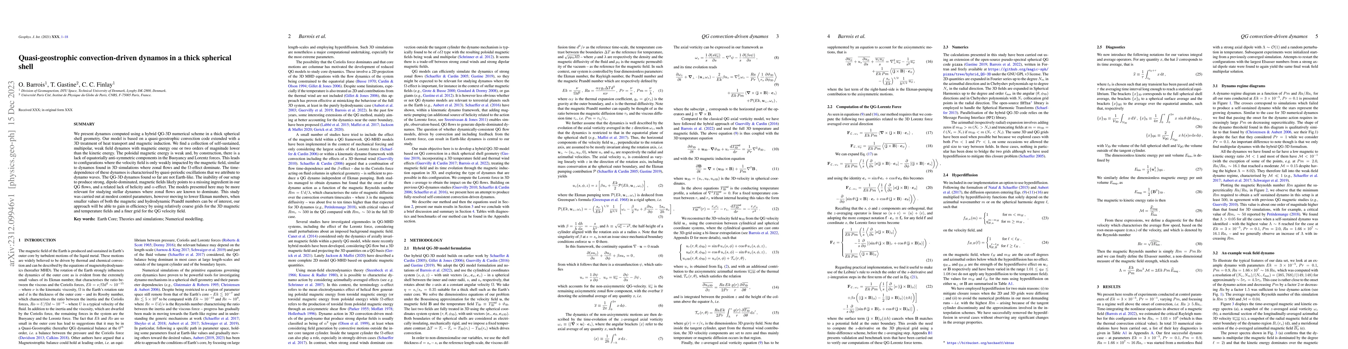Thumbnail for Quasi-geostrophic convection-driven dynamos in a thick spherical shell