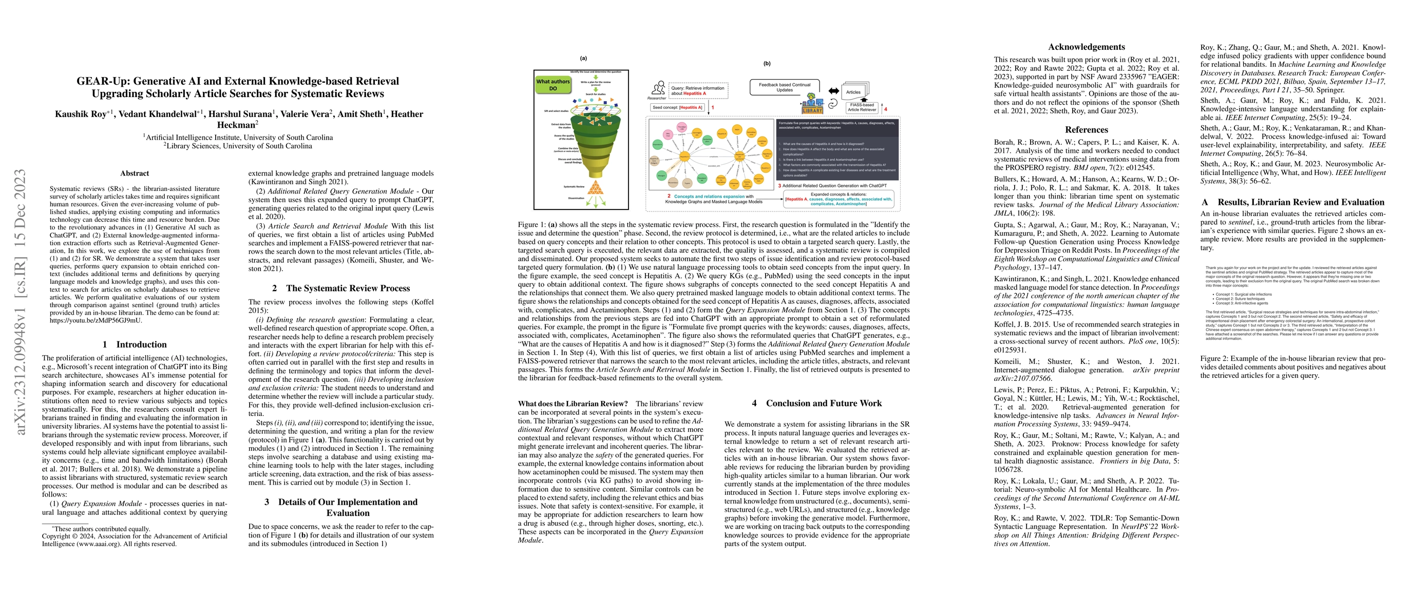 Thumbnail for GEAR-Up: Generative AI and External Knowledge-based Retrieval Upgrading
  Scholarly Article Searches for Systematic Reviews