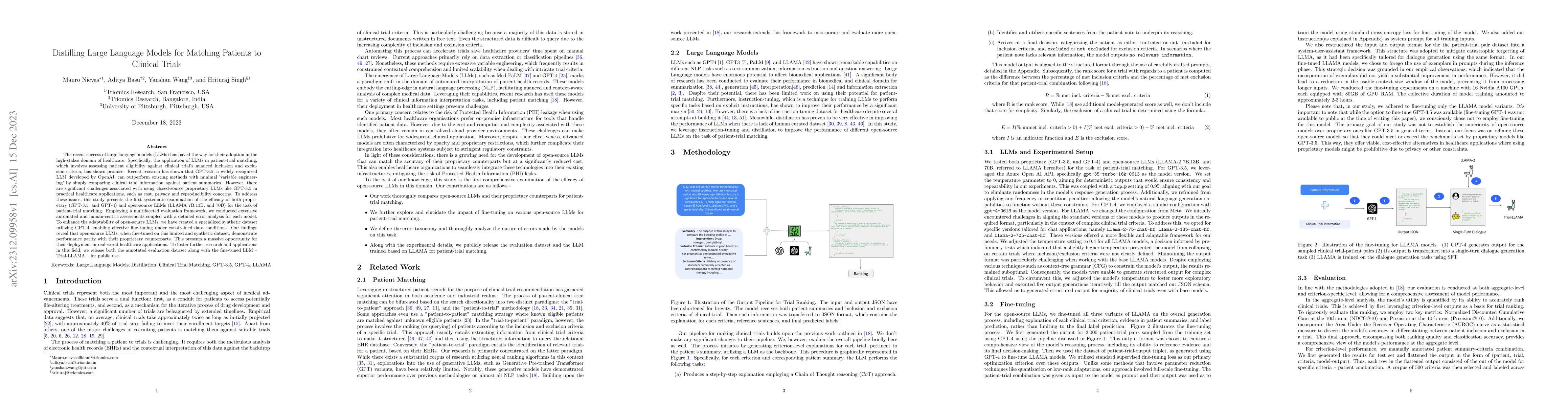 Thumbnail for Distilling Large Language Models for Matching Patients to Clinical
  Trials