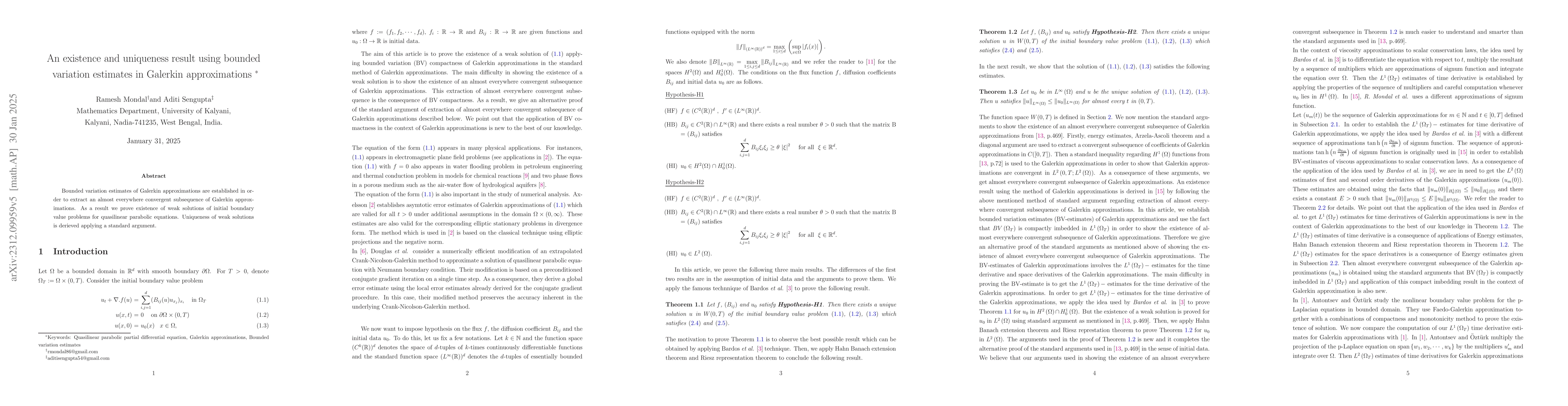 Thumbnail for An Existence and Uniqueness result using BV-estimates in the method of
  Galerkin Approximations