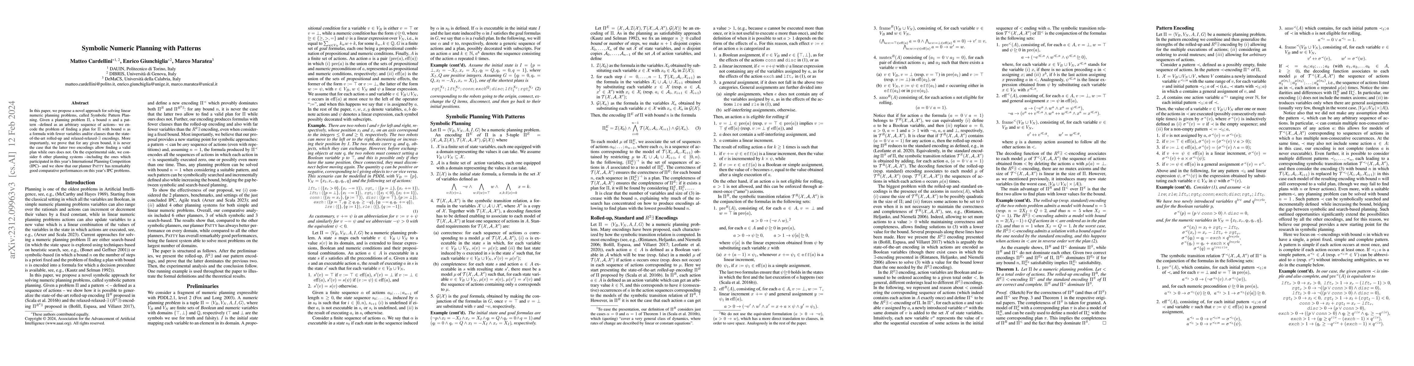 Thumbnail for Symbolic Numeric Planning with Patterns